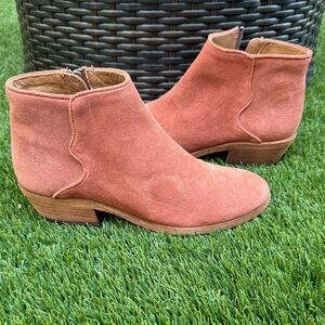 Frye Carson Piping Bootie Leather Womens Red Suede Zipper Booties Boots Size 7M